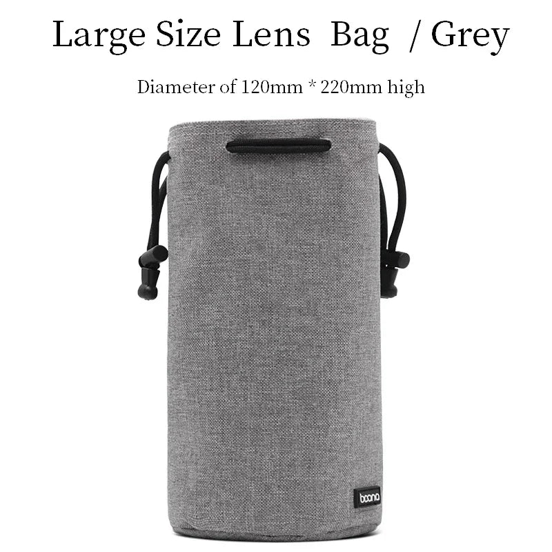 Camera Lens Bag - Waterproof Drawstring Pouch with Fleece Protection for DSLR Cameras