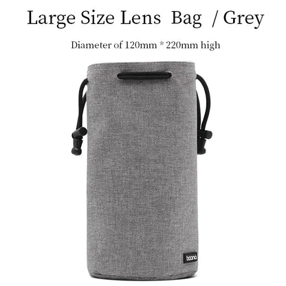 Camera Lens Bag - Waterproof Drawstring Pouch with Fleece Protection for DSLR Cameras