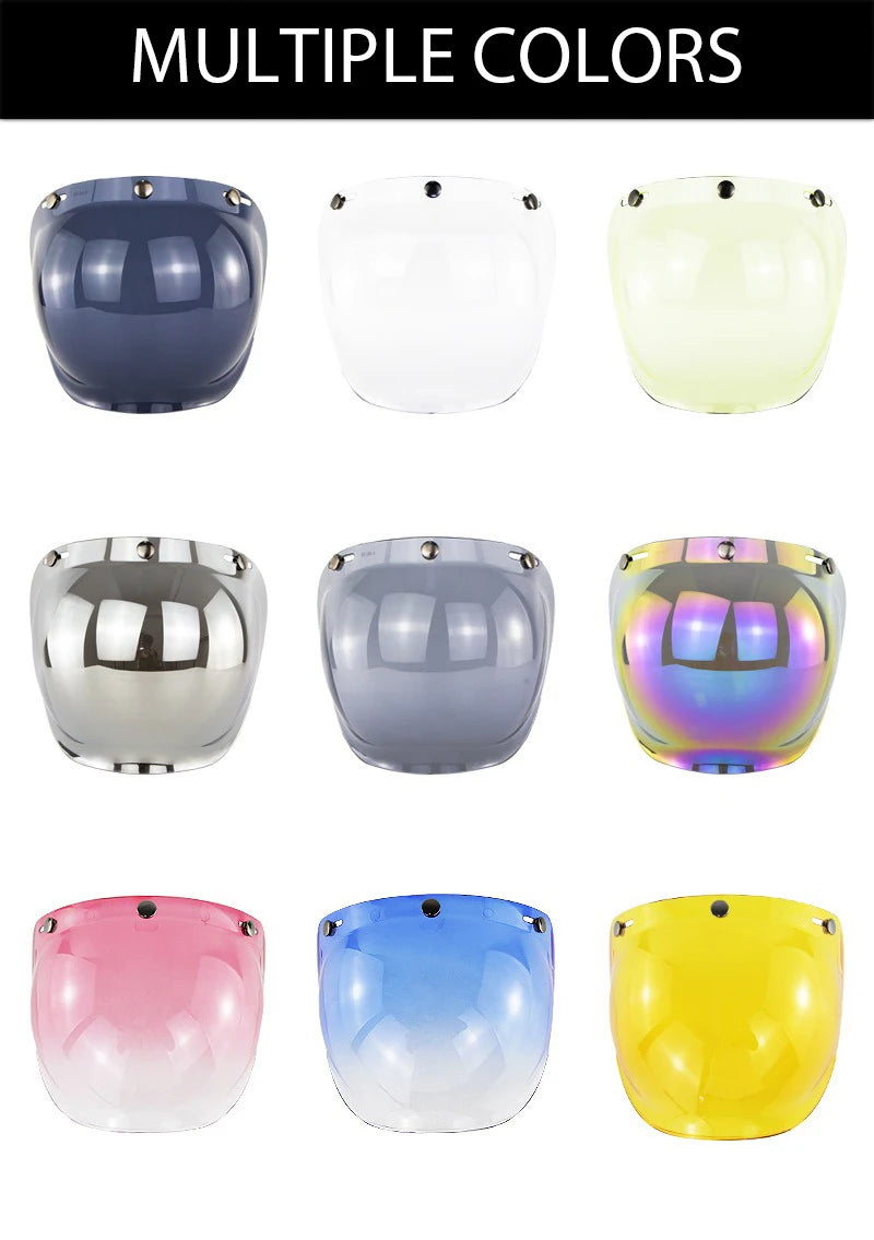 Retro Motorcycle Helmet Bubble Visor - Anti-Fog UV Protection HD Lens for Open Face Half Helmets
