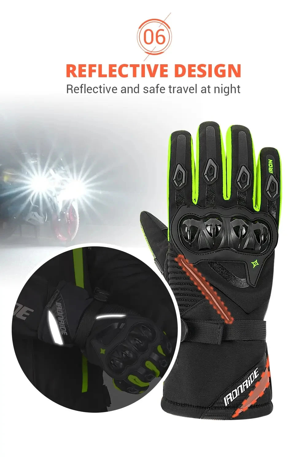 Waterproof Winter Motorcycle Gloves - Full Finger Protection with Touch Screen - Model WN-01