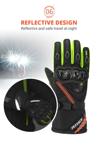 Waterproof Winter Motorcycle Gloves - Full Finger Protection with Touch Screen - Model WN-01