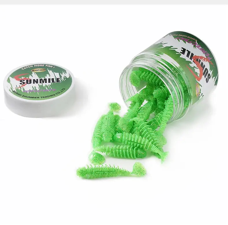 SUNMILE Artificial Soft Bait Fishing Worms - 4cm/0.6g - 20 Piece Set - Rock Fishing Wobblers for Perch, Trout & Bass