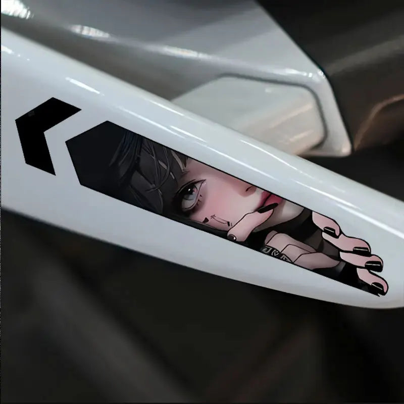 Anime Girl Peeking Decals - Waterproof Vinyl Stickers for Motorcycle Front Fork Suspension (1 Pair) - JDM Motorbike Decoration