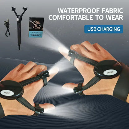 LED Fishing Gloves - Rechargeable Half-Finger Gloves with Built-In Flashlight for Night Fishing & Outdoor Activities