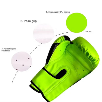 Professional Boxing Gloves – PU Leather, Breathable, 6-16oz – Muay Thai, Sanda, Taekwondo Training