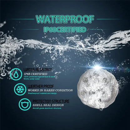 RGB LED Underwater Light - 10 LED Battery Powered Submersible Night Lamp for Swimming Pools, Gardens, Weddings & Party Decorations