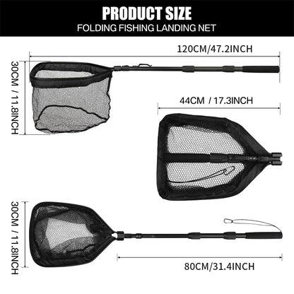Professional Telescoping Fishing Landing Net - Aluminum Alloy Construction - Extends 55cm to 190cm with Folding Mesh Design