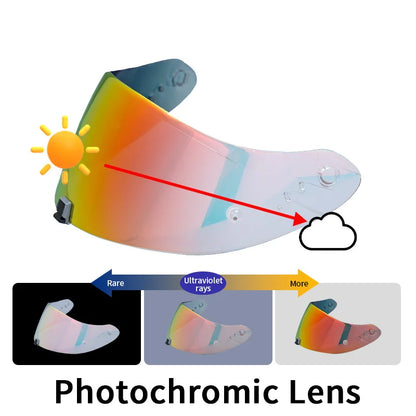 Motorcycle Helmet Visor Lens KDF-16-1 - Anti-UV Anti-Scratch Full Face Shield with Photochromic Technology