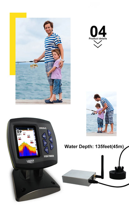 Wireless Fish Finder - 980ft Range 45° Sonar for Fishing Boats
