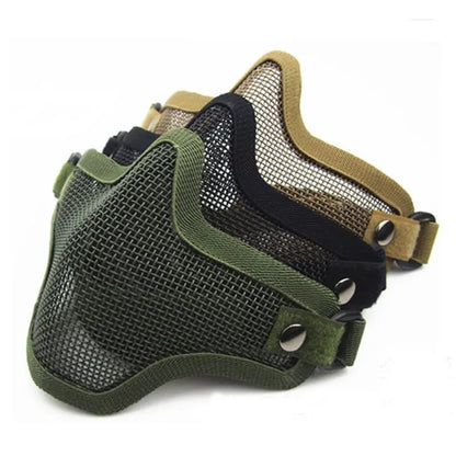 Tactical Steel Mesh Half Face Mask - Camouflage Protective Gear for Paintball, Airsoft & Hunting
