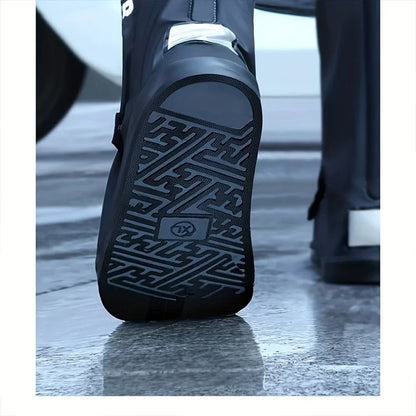 Waterproof Reflective Motorcycle Rain Boot Covers - Non-Slip Reusable Cycling Footwear Protection