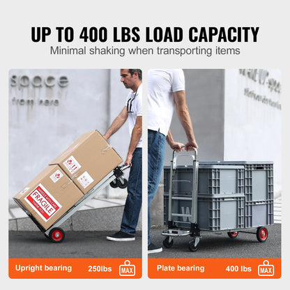 SucceBuy 400 lbs Folding Hand Truck - Lightweight Utility Cart with Wheels for Warehouse, Moving & Luggage Transport