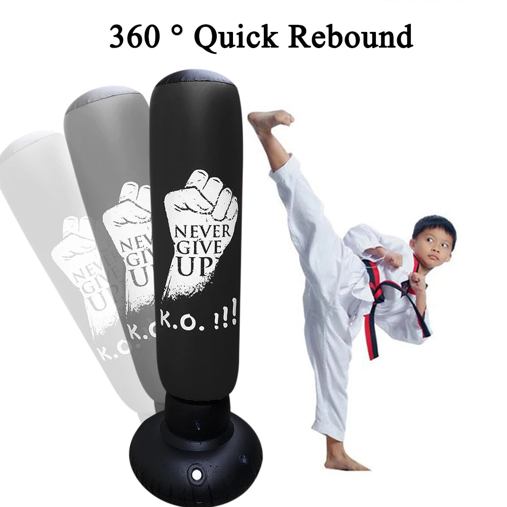 Inflatable PVC Punching Bag - Kids & Adult Fitness Training Boxing Column with Pressure Base