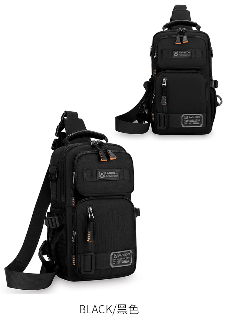Men's Oxford Chest Pack - Unisex Crossbody Waist Bag with Zipper Pockets