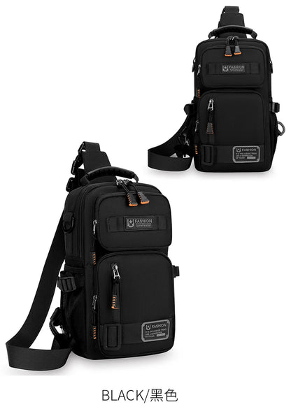 Men's Oxford Chest Pack - Unisex Crossbody Waist Bag with Zipper Pockets