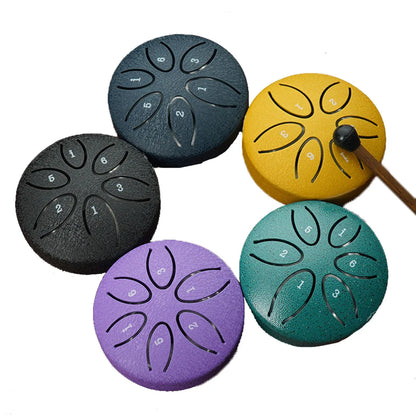 3 Inch Steel Tongue Drum - 6 Tones Mini Hand Drum - Carbon Steel Percussion Instrument with Mallets