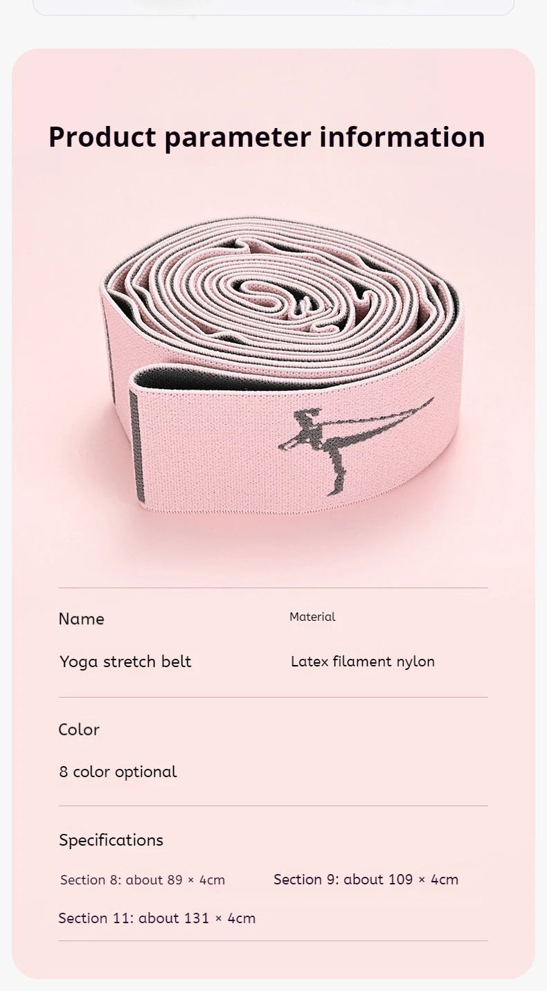 Yoga Resistance Band - Sectioned Stretching Belt for Pilates, Dance & Fitness Training