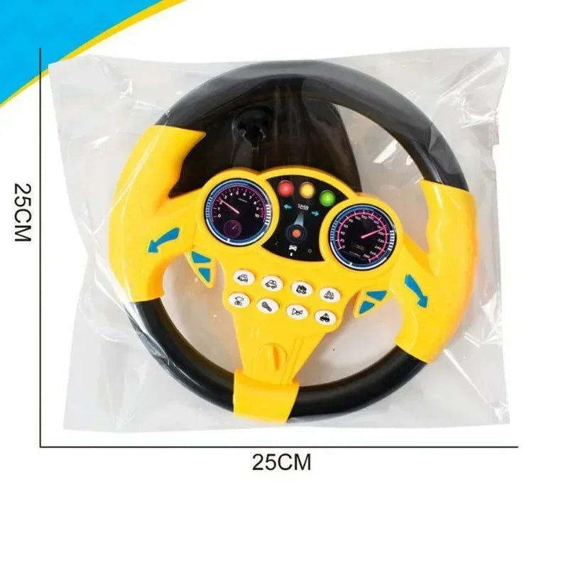 Kids Interactive Steering Wheel Toy - Educational Stroller Copilot with Sound Effects