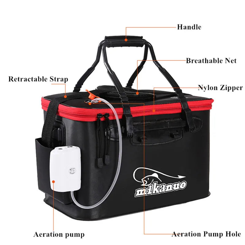 Portable EVA Folding Fish Bucket - Thickened Live Fish Tank for Outdoor Fishing (No Oxygen Pump Required)