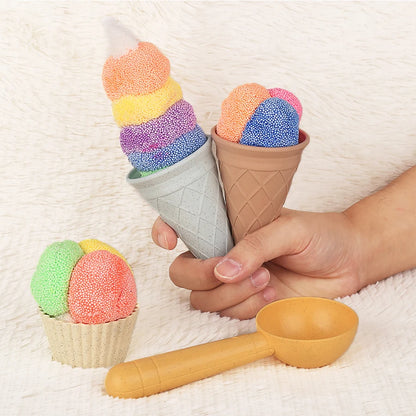 Beach Ice Cream Play Set - 4-Piece Pretend Play Kit with Cups, Spoons & Molds