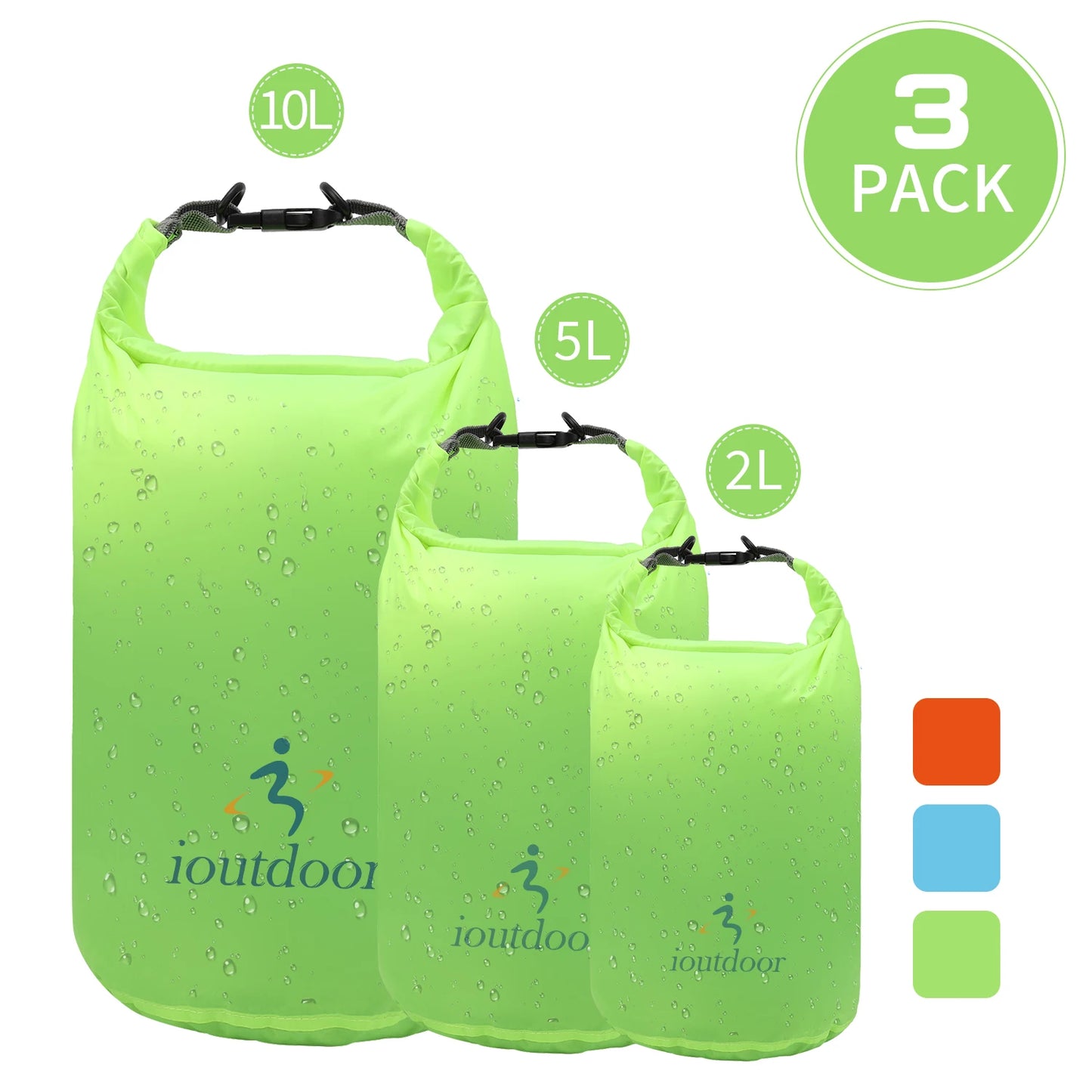 Waterproof Dry Bag 10L - Lightweight Combo Wet/Dry Bag for Kayaking Swimming Fishing Rafting - 210T Polyester