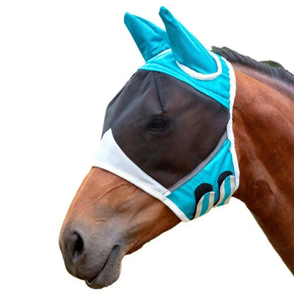 Blue Small Horse Fly Mask - Professional Grade Breathable & Adjustable Protection