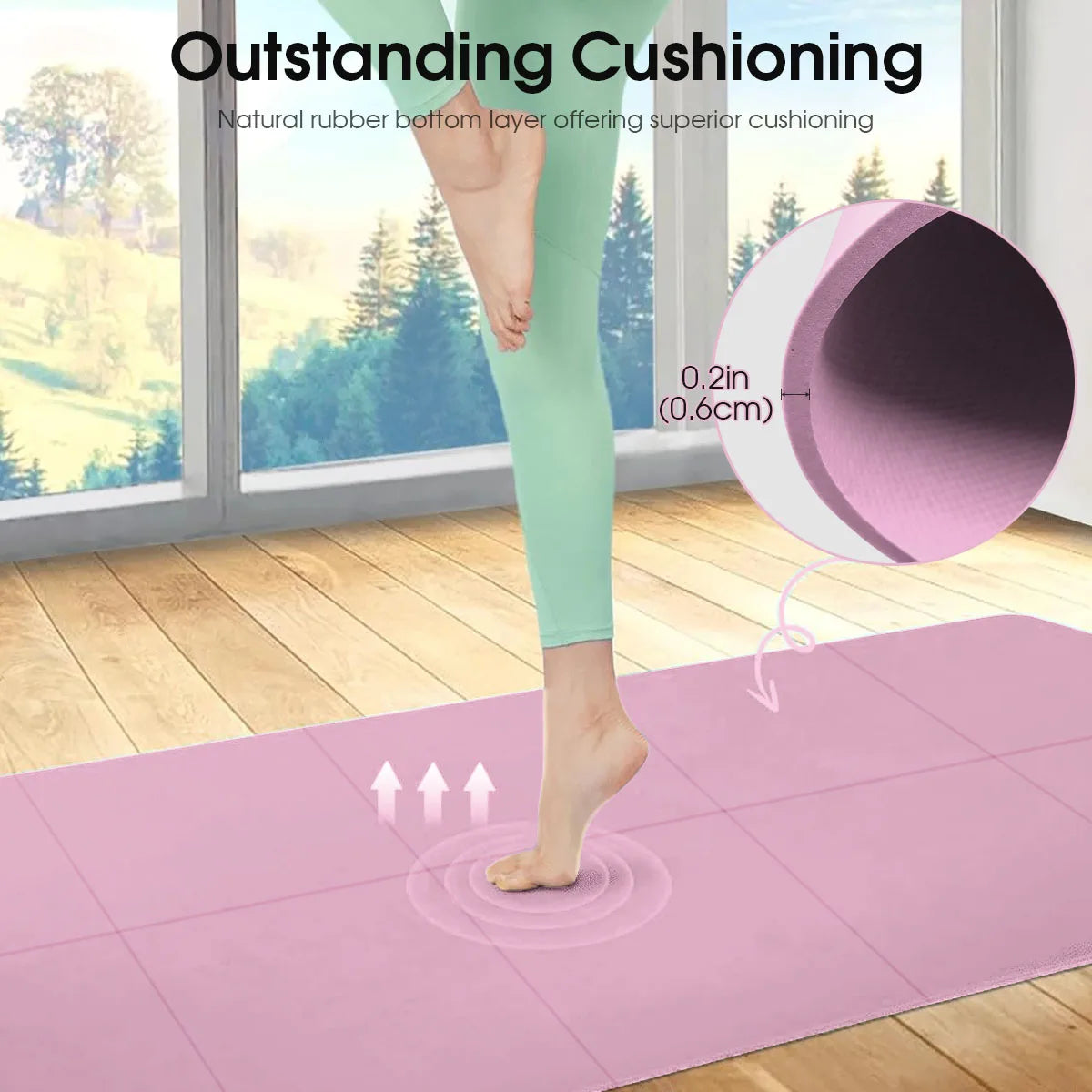 Premium EVA Yoga Mat - Eco-Friendly Foldable Exercise Mat - 173cm x 61cm - Available in 3mm/4mm/6mm Thickness - Pink