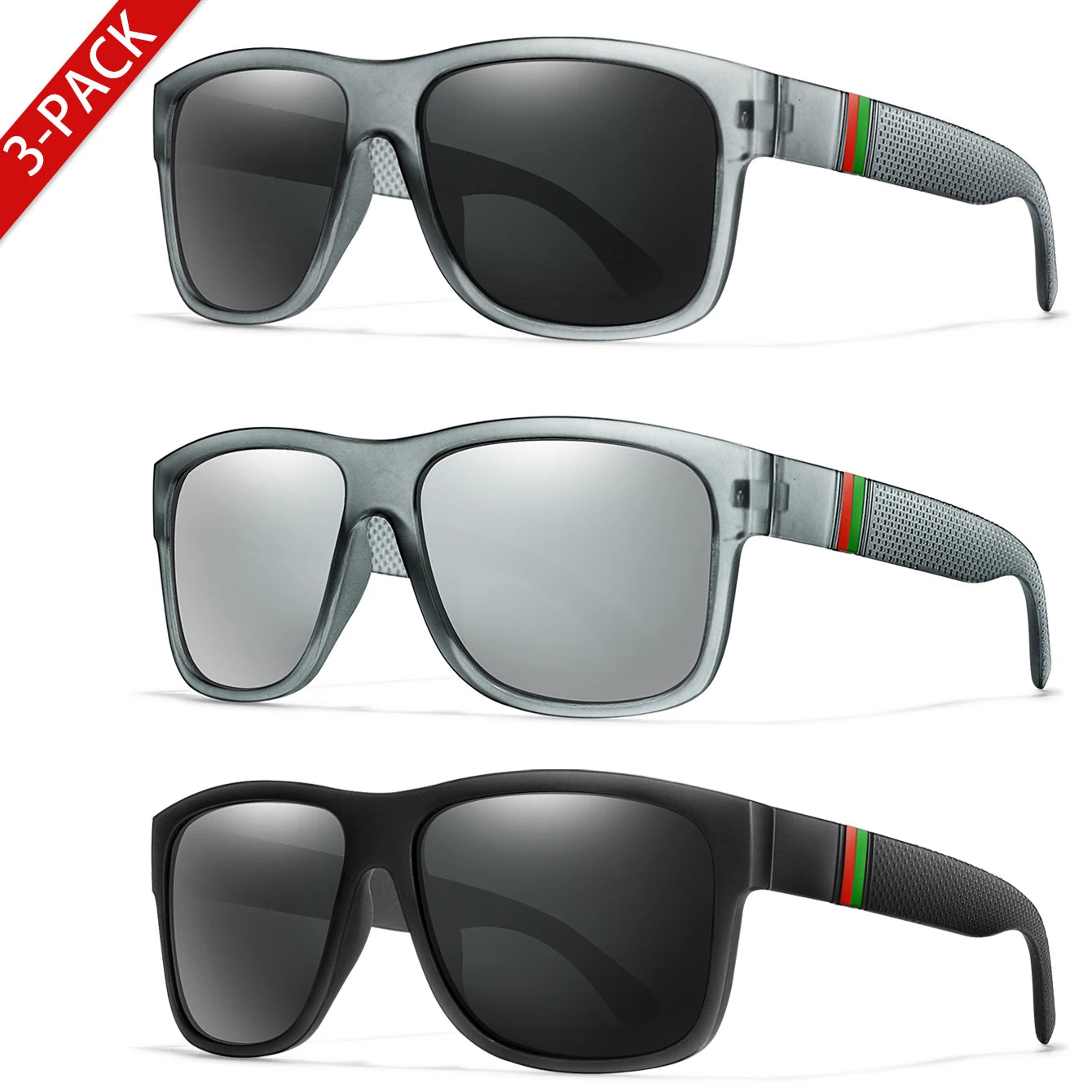 Men's Vintage Large Frame Square Polarized Sunglasses - UV400 Protection for Fishing, Driving, Cycling & Running