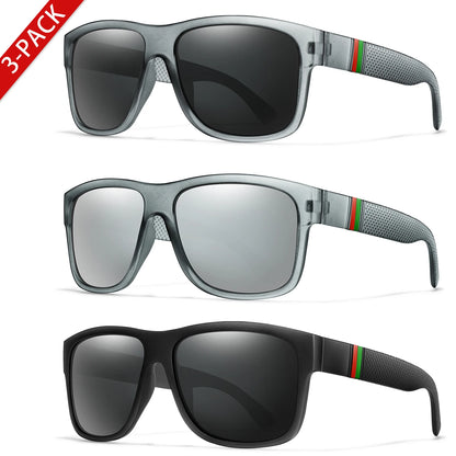 Men's Vintage Large Frame Square Polarized Sunglasses - UV400 Protection for Fishing, Driving, Cycling & Running