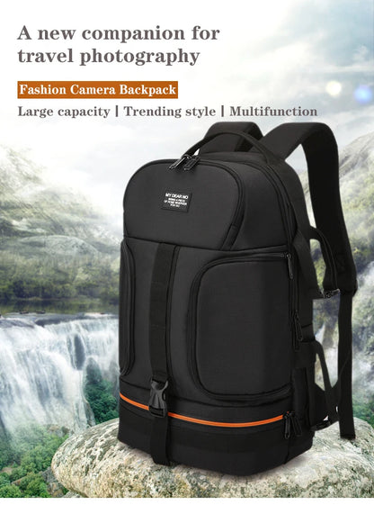 Large Capacity Camera Backpack - Waterproof Oxford DSLR Bag with 15.6" Laptop Compartment