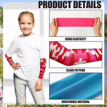 Kids UV Protection Arm Sleeves - Ice Silk Cooling Compression Sleeves for Boys & Girls Outdoor Sports (1 Pair)