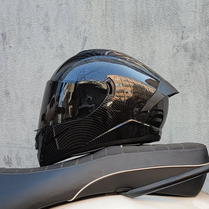 Full Face Racing Motorcycle Helmet - Winter Warm Double Visor Motorbike Sports Helmet LVS-701
