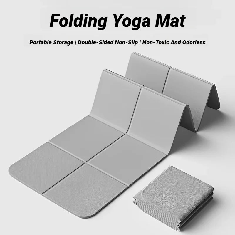Eco-Friendly TPE Foldable Yoga Mat - Double-Sided Non-Slip Travel Exercise Mat for Pilates & Floor Workouts