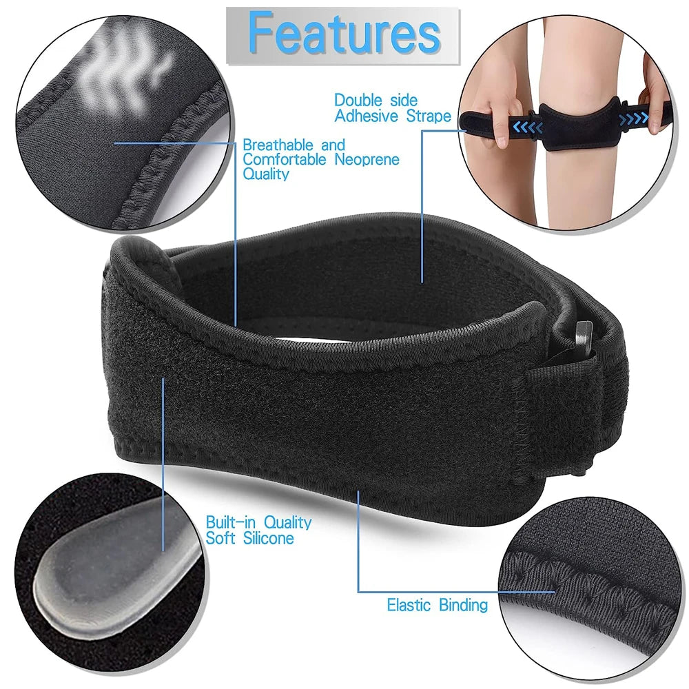 Adjustable Patella Knee Support Strap - Pain Relief for Running, Basketball & Sports