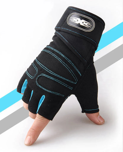 Premium Half-Finger Workout Gloves with Wrist Wrap - Men & Women - Weight Lifting, Training, Cycling & Gym