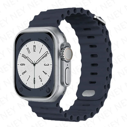 Ocean Strap Silicone Band for Apple Watch - Compatible with Ultra 2, Series 9/8/7/6/5/4/3/SE - All Sizes (49mm, 45mm, 44mm, 42mm, 41mm, 40mm) - Premium Silicone Bracelet Wristband
