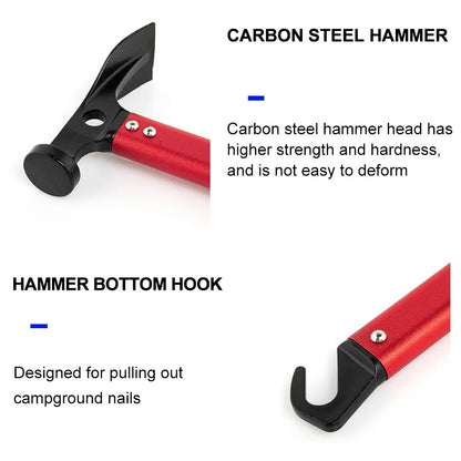 Stainless Steel Camping Hammer with Copper Accents - Tent Stake Mallet & Puller for Mountaineering Hiking Outdoor Adventures