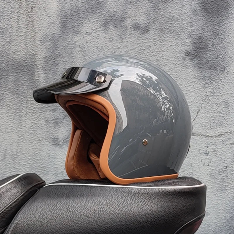 Retro 3/4 Open-Face Motorcycle Helmet - Semi-Open Cross-Country Winter Riding Helmet