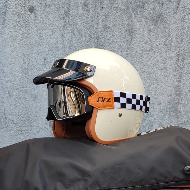 Retro 3/4 Open-Face Motorcycle Helmet - Semi-Open Cross-Country Winter Riding Helmet
