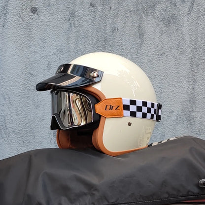 Retro 3/4 Open-Face Motorcycle Helmet - Semi-Open Cross-Country Winter Riding Helmet