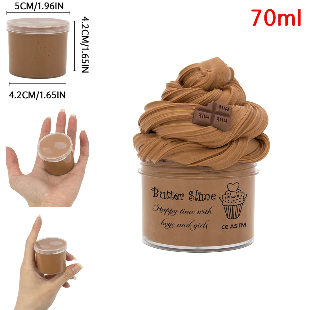 70ml Chocolate Cookies Butter Slime DIY Kit - Soft Fluffy Putty for Birthday Gifts & Party Favors