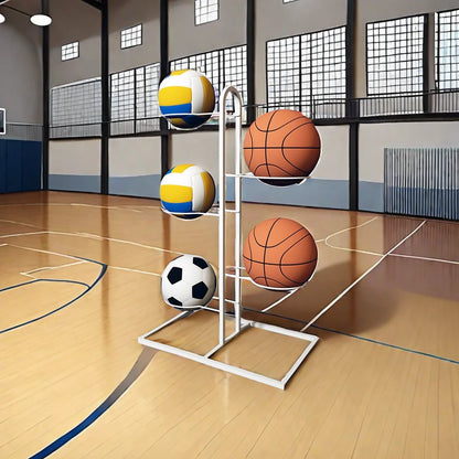 Carbon Steel Basketball Storage Rack - Multi-Layer Ball Organizer Stand for Basketball, Football, Volleyball (Home & School)