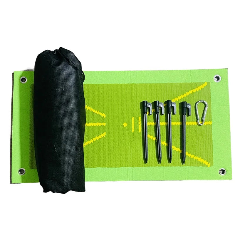 Golf Hitting Mat for Indoor and Outdoor Training – Practice Mat with 4 Floor Nails + 1 Hook