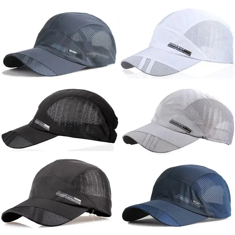 Quick-Dry Mesh Running Cap - Adjustable Breathable Baseball Visor for Outdoor Sports
