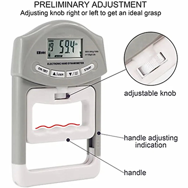 Digital Hand Dynamometer - Electronic Grip Strength Meter 90kg/200lbs Capacity for Athletic Performance Testing