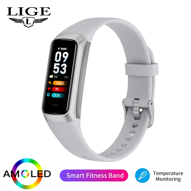 AMOLED Smart Watch - Heart Rate & Blood Oxygen Monitor with Waterproof Fitness Tracker for Sports