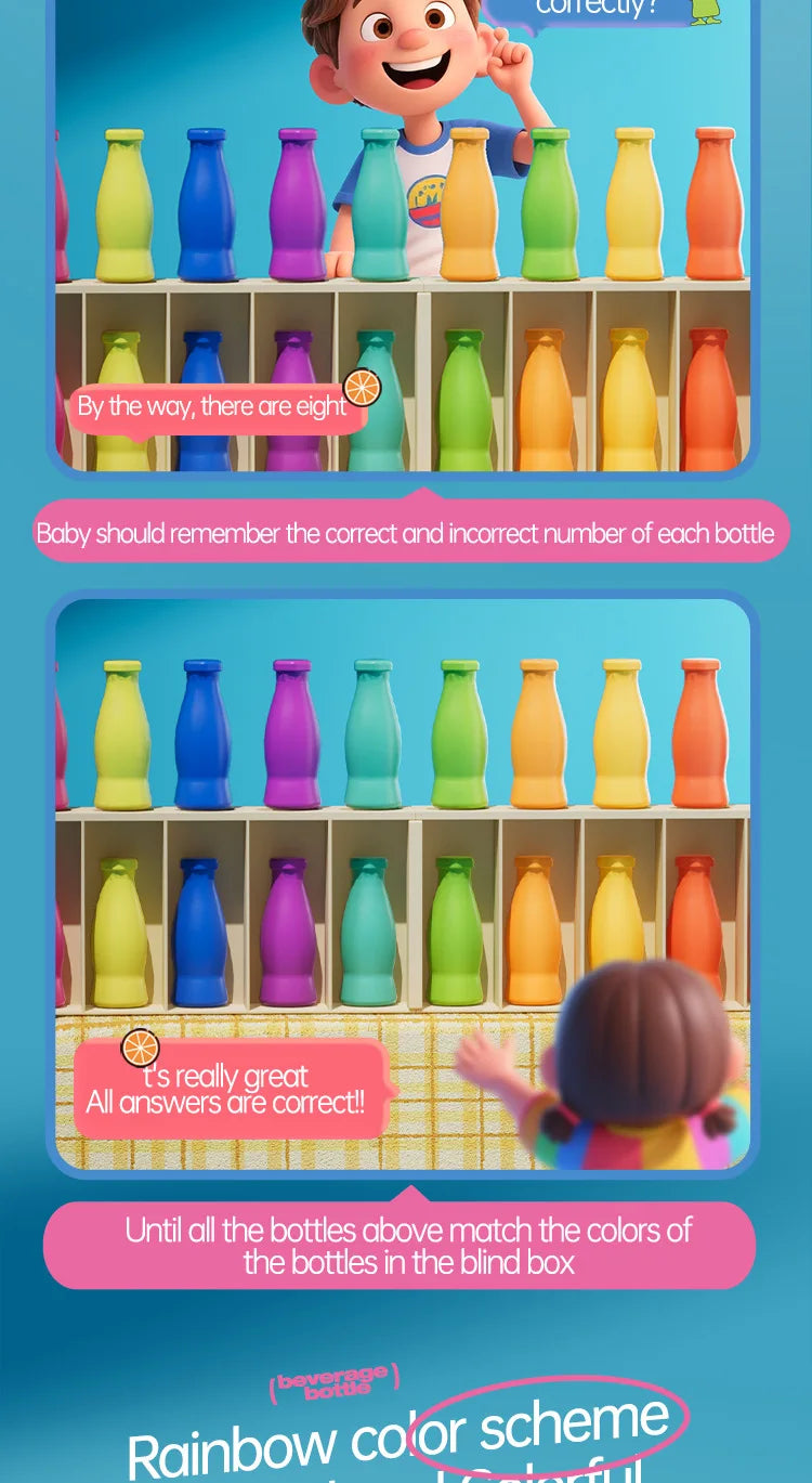 Children's Beverage Color Matching Memory Game - Interactive Board Puzzle Toy