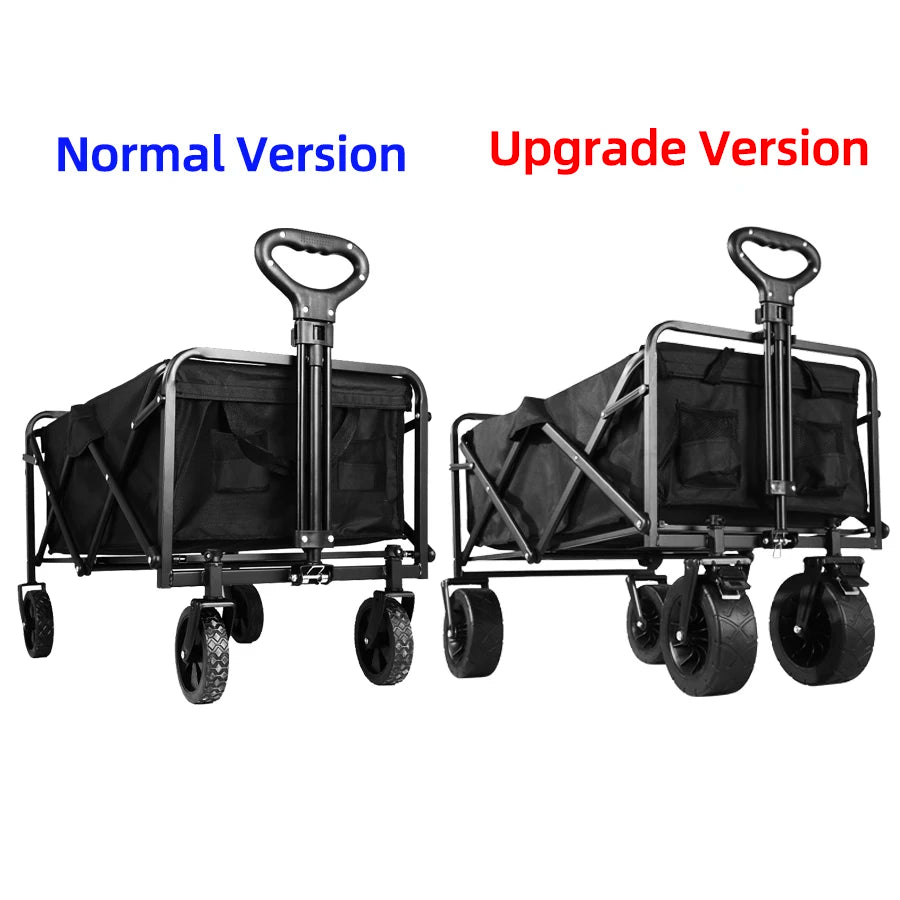 Heavy-Duty Collapsible Beach Wagon - All-Terrain Wheels, Large Capacity Folding Cart for Outdoor Camping