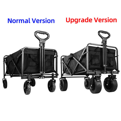 Heavy-Duty Collapsible Beach Wagon - All-Terrain Wheels, Large Capacity Folding Cart for Outdoor Camping