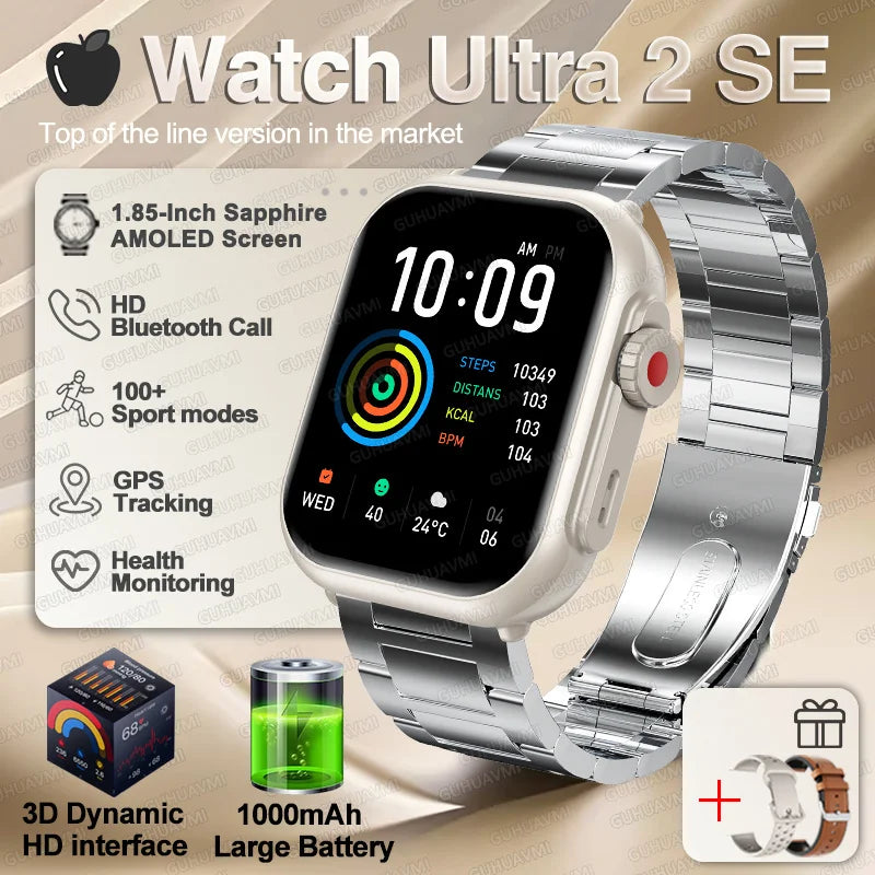 Ultra 2 SE Smart Watch - 1000mAh AMOLED GPS Fitness Tracker with Heart Rate Monitor & HD Calling for iOS & Android